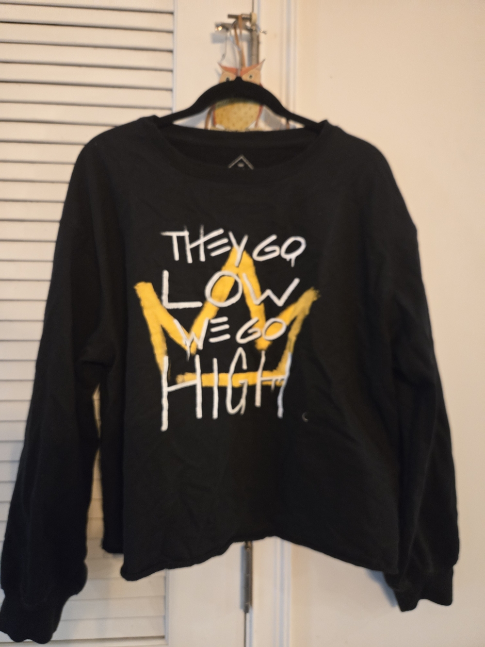 Well Worn Black Sweatshirt with Yellow Crown Graphic